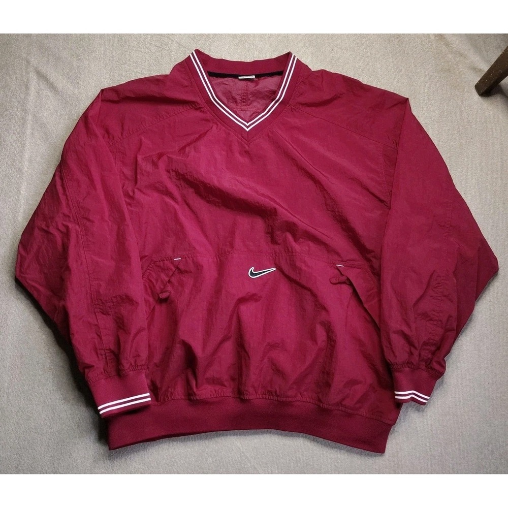 Vintage Nike Mens Windbreaker Pullover XL Maroon Red Center Check Swoosh 90s - Picture 3 of 7